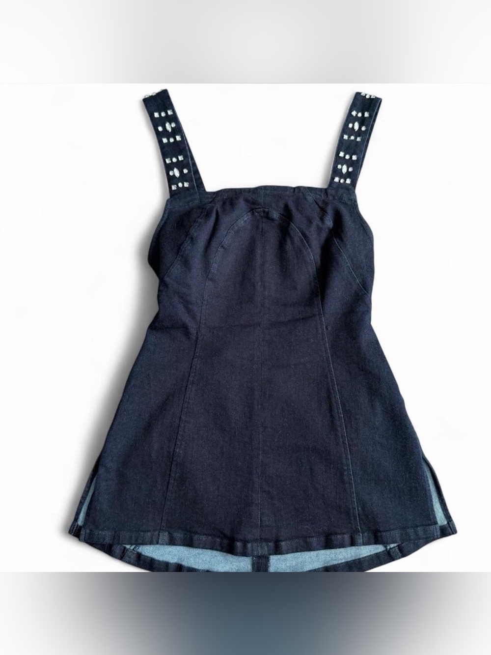 Free People Navy Denim top  with Studded Straps